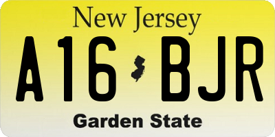 NJ license plate A16BJR