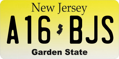 NJ license plate A16BJS