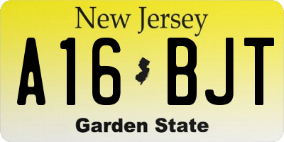 NJ license plate A16BJT