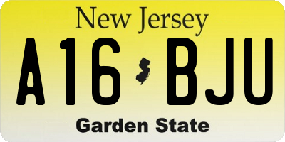 NJ license plate A16BJU