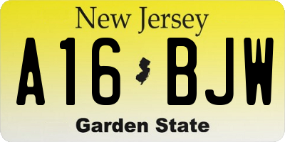 NJ license plate A16BJW