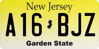 NJ license plate A16BJZ