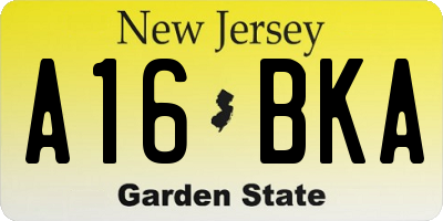 NJ license plate A16BKA