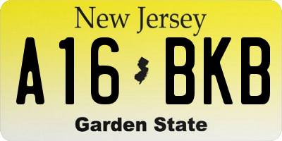 NJ license plate A16BKB