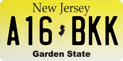 NJ license plate A16BKK