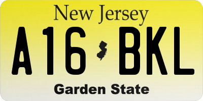 NJ license plate A16BKL