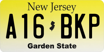 NJ license plate A16BKP