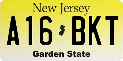 NJ license plate A16BKT