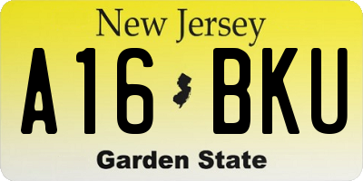 NJ license plate A16BKU