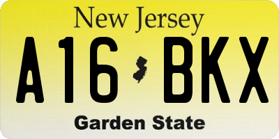 NJ license plate A16BKX