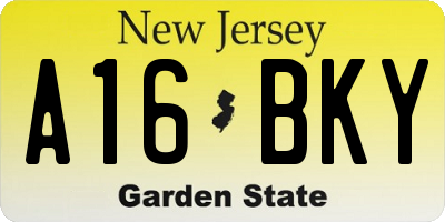NJ license plate A16BKY