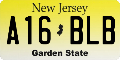 NJ license plate A16BLB