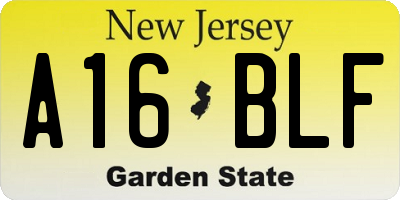 NJ license plate A16BLF
