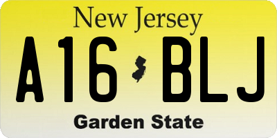 NJ license plate A16BLJ