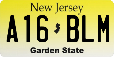 NJ license plate A16BLM
