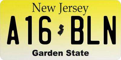 NJ license plate A16BLN