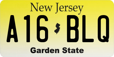 NJ license plate A16BLQ