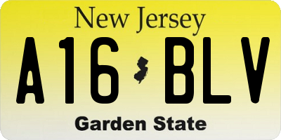 NJ license plate A16BLV