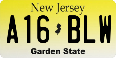 NJ license plate A16BLW