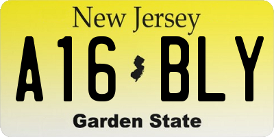 NJ license plate A16BLY