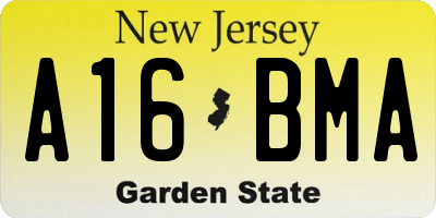 NJ license plate A16BMA