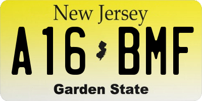 NJ license plate A16BMF