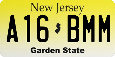 NJ license plate A16BMM