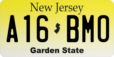 NJ license plate A16BMO