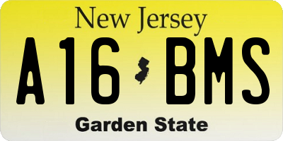 NJ license plate A16BMS