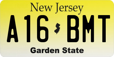 NJ license plate A16BMT