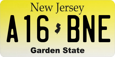 NJ license plate A16BNE