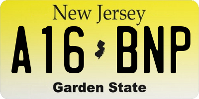 NJ license plate A16BNP