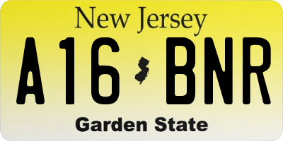 NJ license plate A16BNR