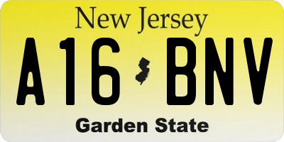 NJ license plate A16BNV