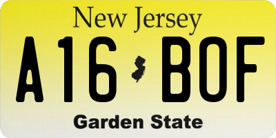 NJ license plate A16BOF