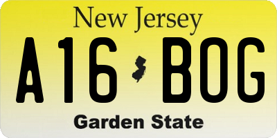 NJ license plate A16BOG