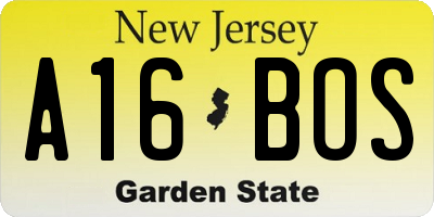 NJ license plate A16BOS
