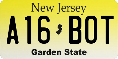 NJ license plate A16BOT