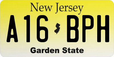 NJ license plate A16BPH