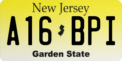 NJ license plate A16BPI