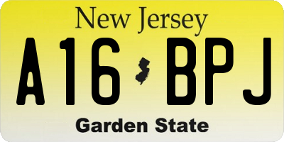 NJ license plate A16BPJ