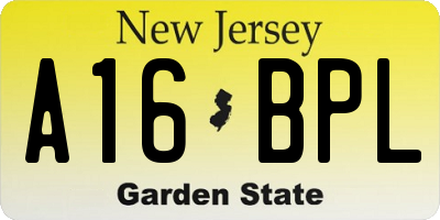 NJ license plate A16BPL