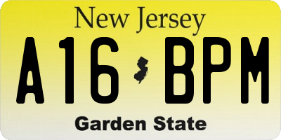 NJ license plate A16BPM