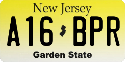 NJ license plate A16BPR
