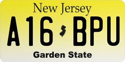 NJ license plate A16BPU