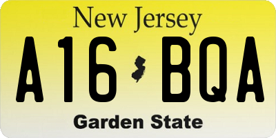 NJ license plate A16BQA