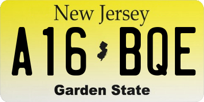 NJ license plate A16BQE