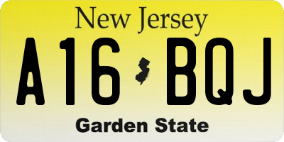 NJ license plate A16BQJ