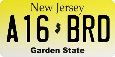 NJ license plate A16BRD