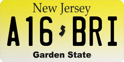 NJ license plate A16BRI